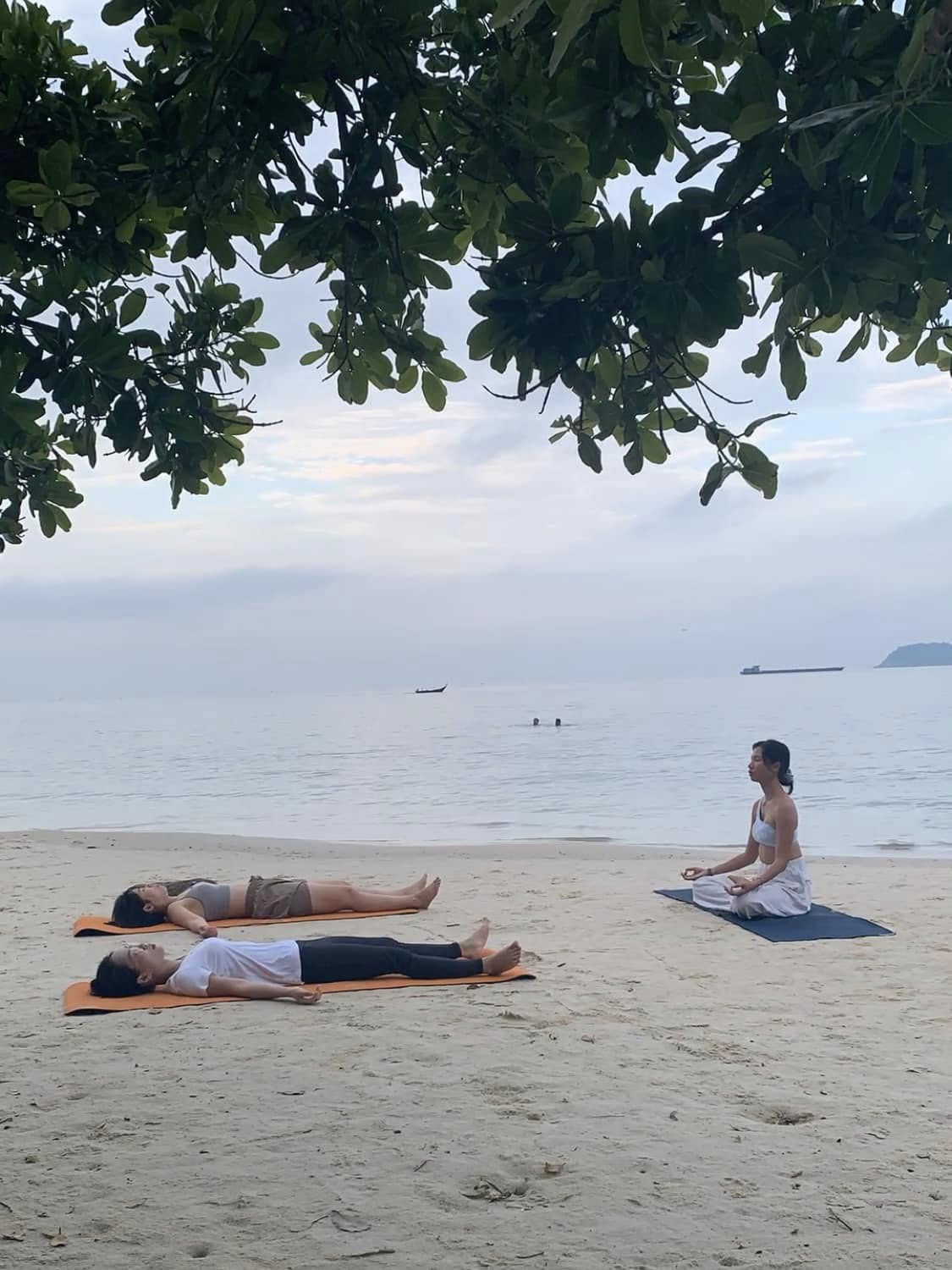 Yoga practice by the sea